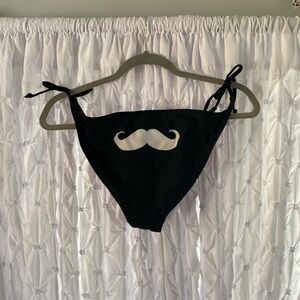 Hot topic moustache print side tie bikini bottoms hot pink lined NWT